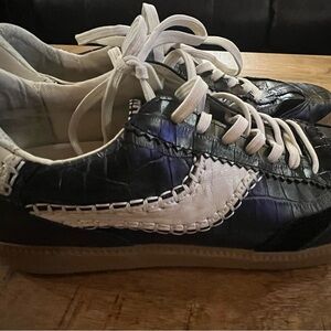 Dolce Vita Black and White Croc-Embossed Sneakers